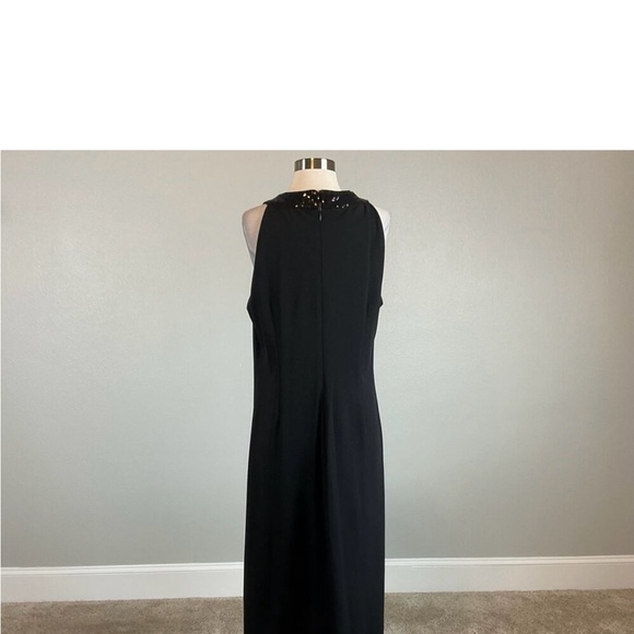 SLNY Women's Formal Dress Size 18 Black Sequined Crepe Sleeveless Halter Gown - Picture 7 of 9
